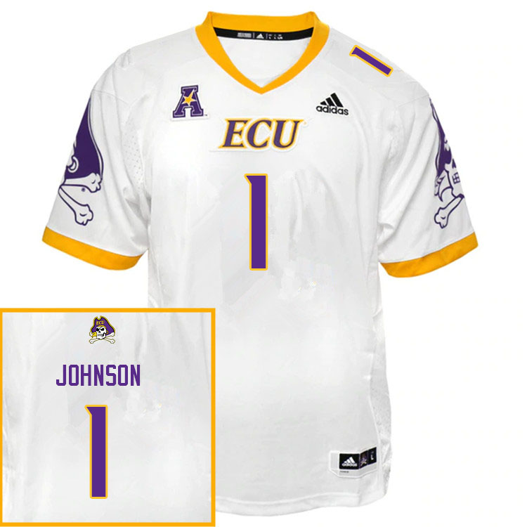 Men #1 Jaylen Johnson ECU Pirates College Football Jerseys Sale-White